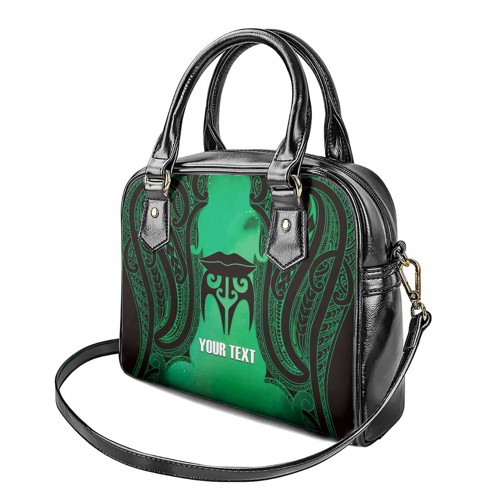 Personalised Moko Kauae New Zealand Shoulder Handbag Maori Chin Tattoo Green - Aussie Hoodie