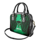 Personalised Moko Kauae New Zealand Shoulder Handbag Maori Chin Tattoo Green - Aussie Hoodie