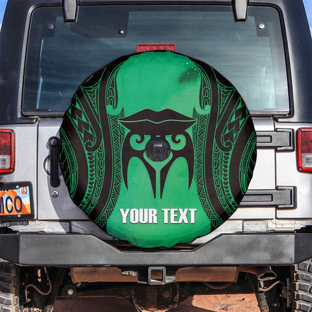 Personalised Moko Kauae New Zealand Spare Tire Cover Maori Chin Tattoo Green - Aussie Hoodie