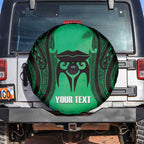 Personalised Moko Kauae New Zealand Spare Tire Cover Maori Chin Tattoo Green - Aussie Hoodie
