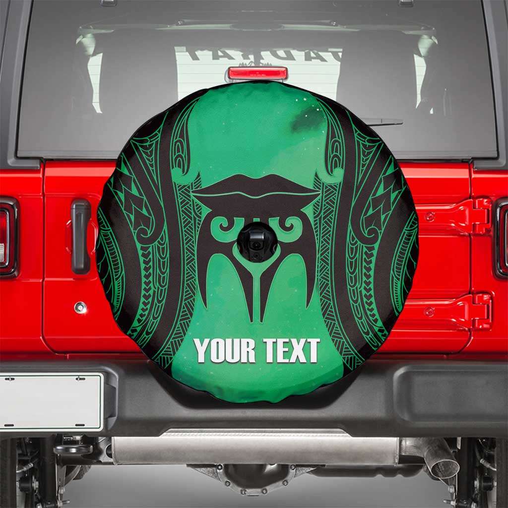 Personalised Moko Kauae New Zealand Spare Tire Cover Maori Chin Tattoo Green - Aussie Hoodie