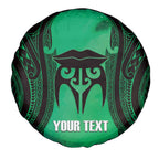 Personalised Moko Kauae New Zealand Spare Tire Cover Maori Chin Tattoo Green - Aussie Hoodie