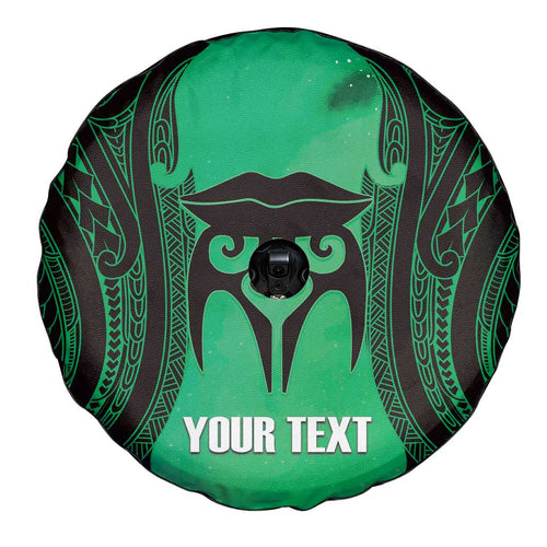 Personalised Moko Kauae New Zealand Spare Tire Cover Maori Chin Tattoo Green - Aussie Hoodie