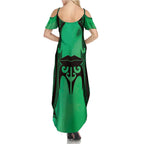 Personalised Moko Kauae New Zealand Summer Maxi Dress Maori Chin Tattoo Green - Aussie Hoodie