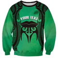 Personalised Moko Kauae New Zealand Sweatshirt Maori Chin Tattoo Green - Aussie Hoodie