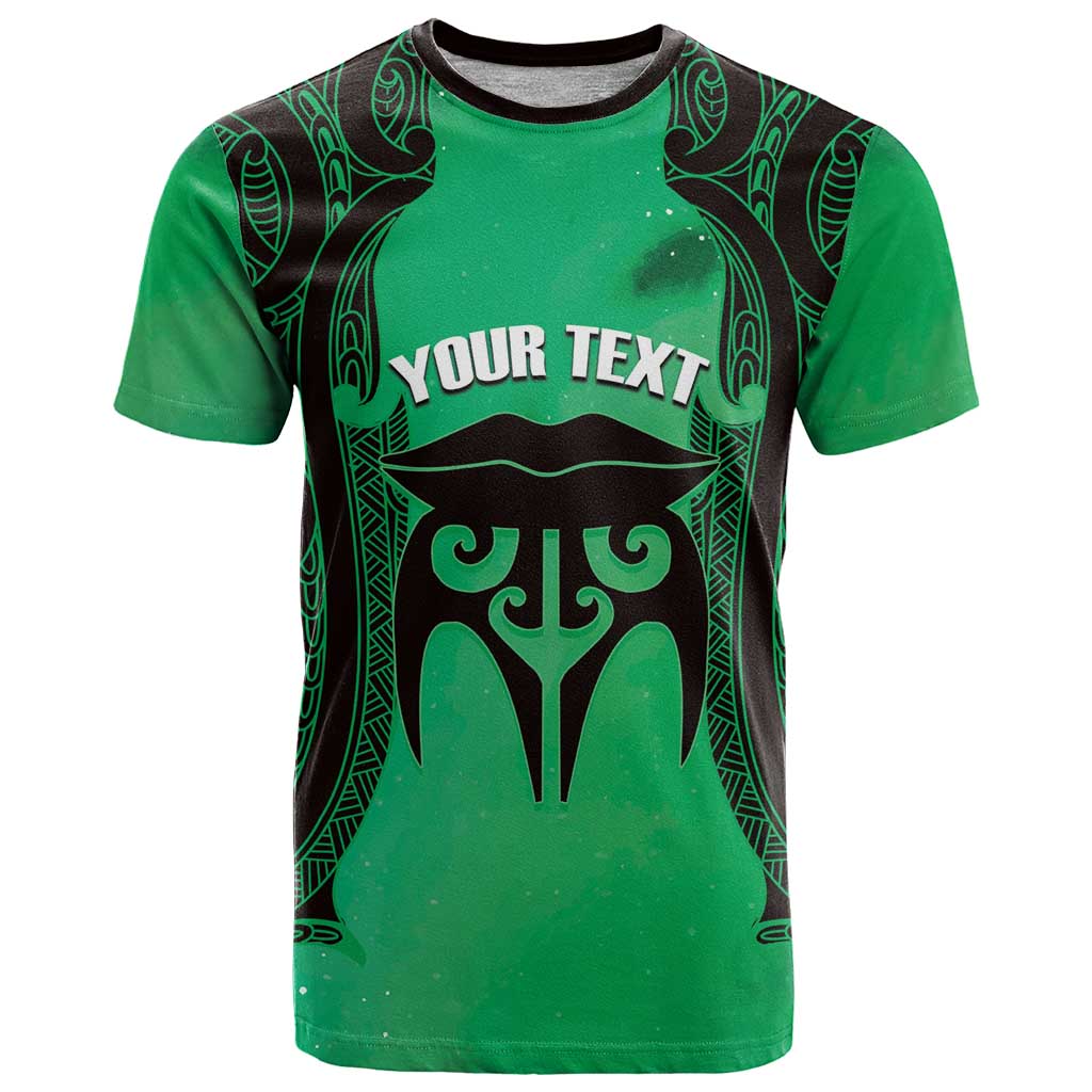 Personalised Moko Kauae New Zealand T Shirt Maori Chin Tattoo Green - Aussie Hoodie