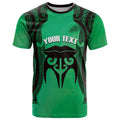 Personalised Moko Kauae New Zealand T Shirt Maori Chin Tattoo Green - Aussie Hoodie