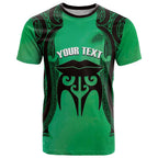 Personalised Moko Kauae New Zealand T Shirt Maori Chin Tattoo Green - Aussie Hoodie
