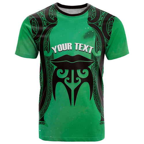 Personalised Moko Kauae New Zealand T Shirt Maori Chin Tattoo Green - Aussie Hoodie