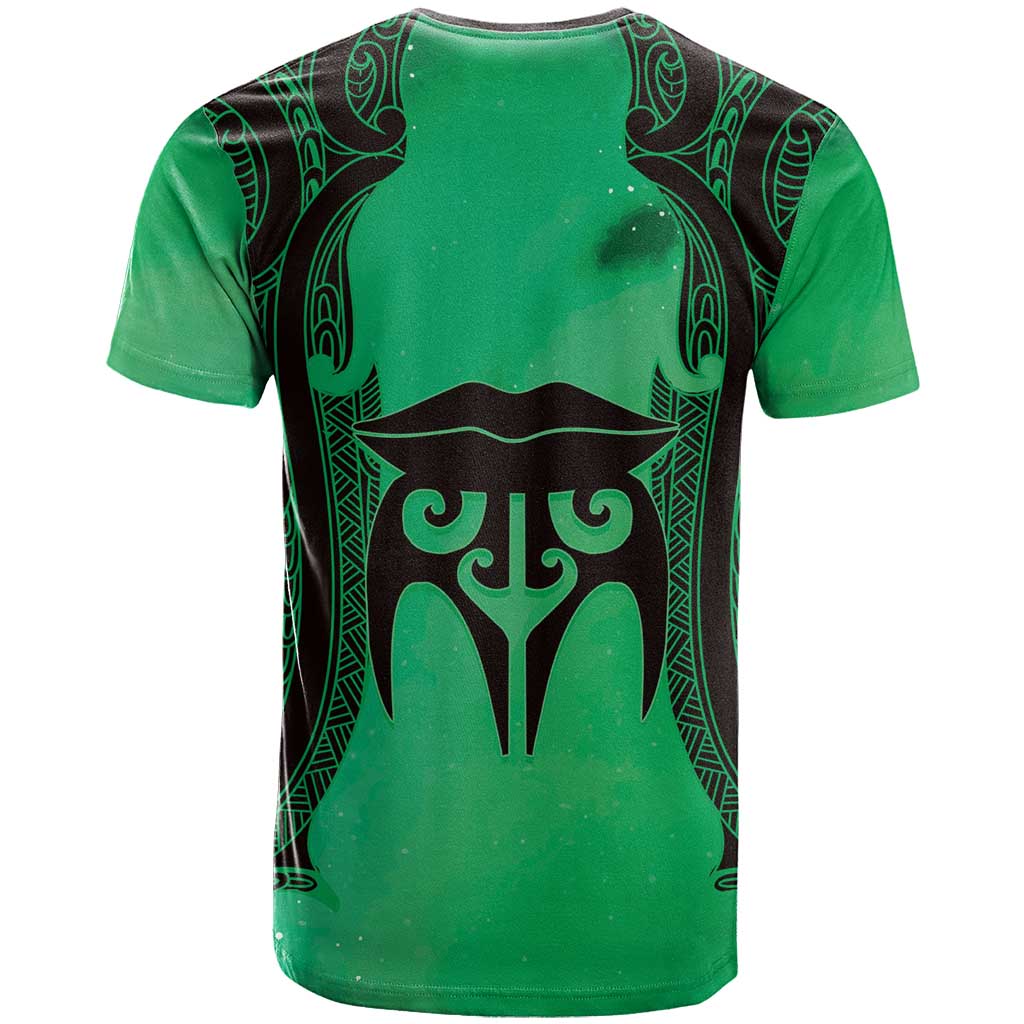 Personalised Moko Kauae New Zealand T Shirt Maori Chin Tattoo Green - Aussie Hoodie