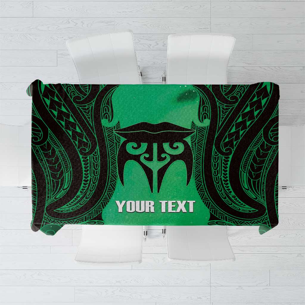 Personalised Moko Kauae New Zealand Tablecloth Maori Chin Tattoo Green - Aussie Hoodie