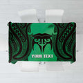 Personalised Moko Kauae New Zealand Tablecloth Maori Chin Tattoo Green - Aussie Hoodie