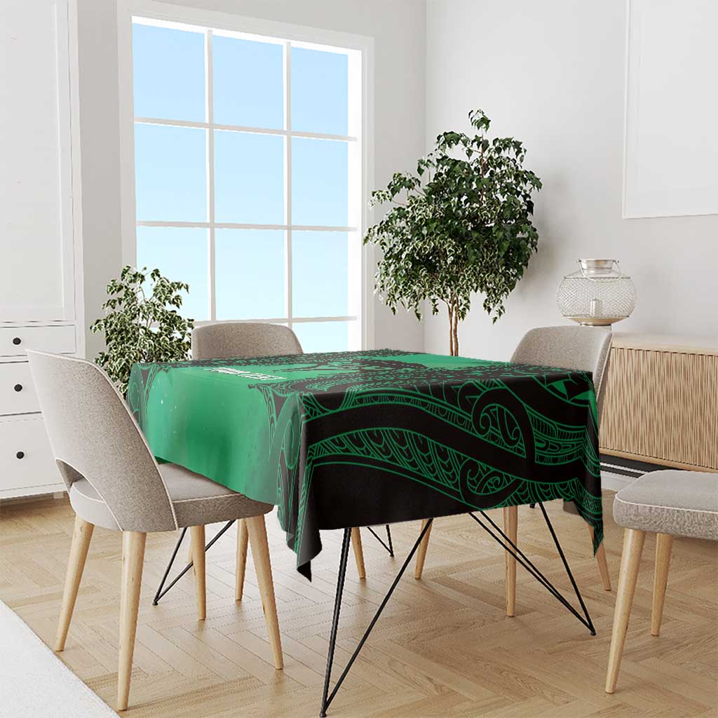 Personalised Moko Kauae New Zealand Tablecloth Maori Chin Tattoo Green - Aussie Hoodie