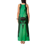 Personalised Moko Kauae New Zealand Tank Maxi Dress Maori Chin Tattoo Green - Aussie Hoodie