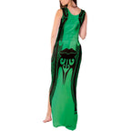 Personalised Moko Kauae New Zealand Tank Maxi Dress Maori Chin Tattoo Green - Aussie Hoodie