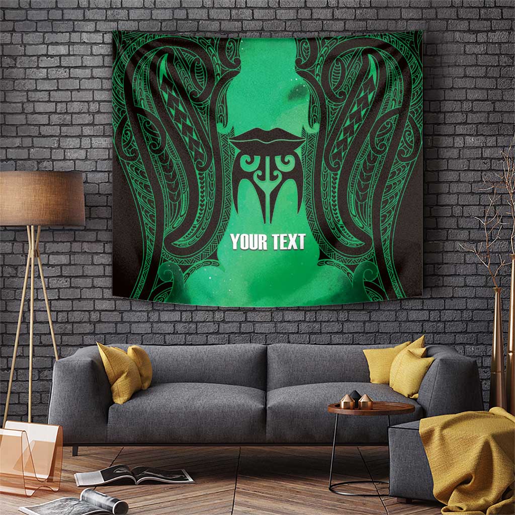 Personalised Moko Kauae New Zealand Tapestry Maori Chin Tattoo Green - Aussie Hoodie