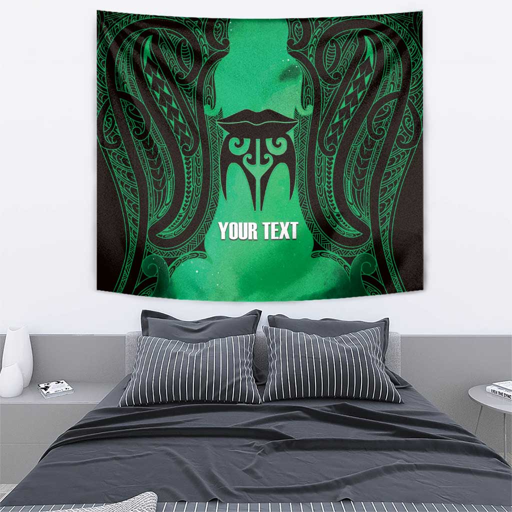Personalised Moko Kauae New Zealand Tapestry Maori Chin Tattoo Green - Aussie Hoodie
