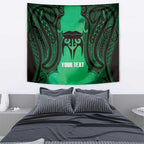 Personalised Moko Kauae New Zealand Tapestry Maori Chin Tattoo Green - Aussie Hoodie