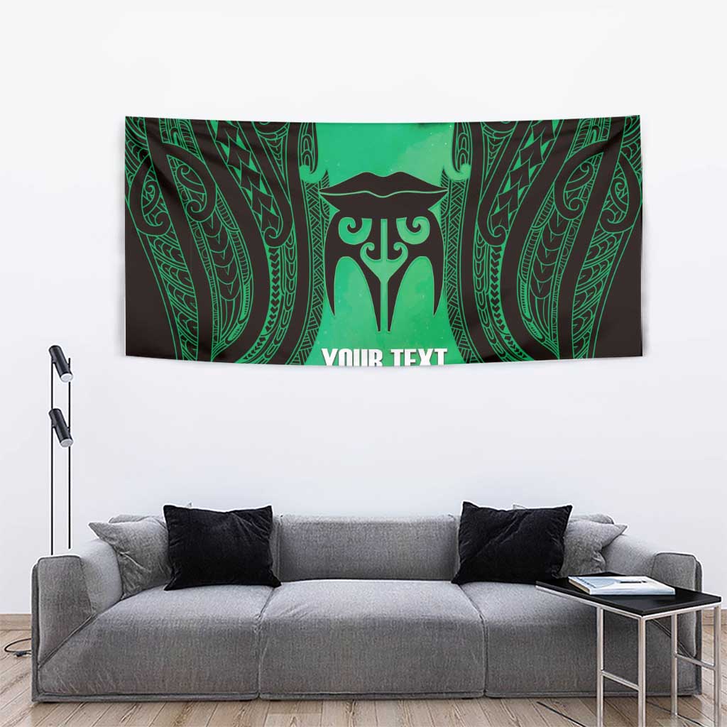 Personalised Moko Kauae New Zealand Tapestry Maori Chin Tattoo Green - Aussie Hoodie