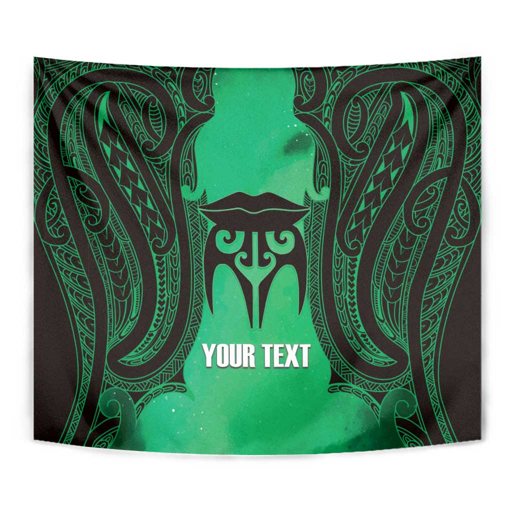 Personalised Moko Kauae New Zealand Tapestry Maori Chin Tattoo Green - Aussie Hoodie