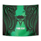 Personalised Moko Kauae New Zealand Tapestry Maori Chin Tattoo Green - Aussie Hoodie