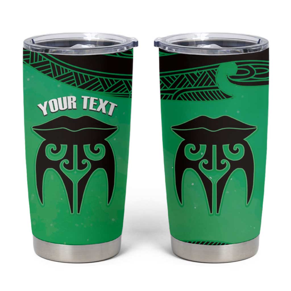 Personalised Moko Kauae New Zealand Tumbler Cup Maori Chin Tattoo Green - Aussie Hoodie