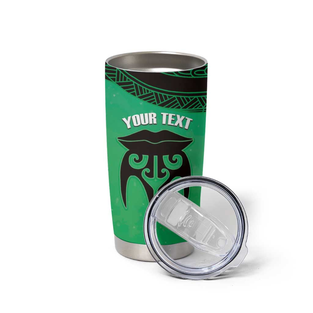 Personalised Moko Kauae New Zealand Tumbler Cup Maori Chin Tattoo Green - Aussie Hoodie