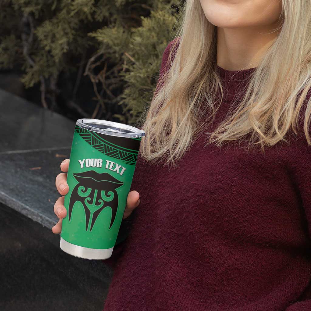 Personalised Moko Kauae New Zealand Tumbler Cup Maori Chin Tattoo Green - Aussie Hoodie