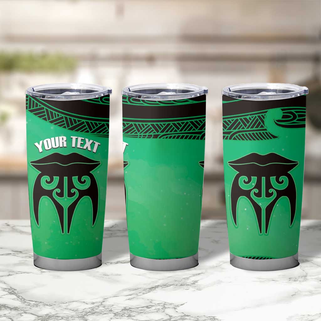 Personalised Moko Kauae New Zealand Tumbler Cup Maori Chin Tattoo Green - Aussie Hoodie