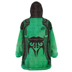 Personalised Moko Kauae New Zealand Wearable Blanket Hoodie Maori Chin Tattoo Green - Aussie Hoodie