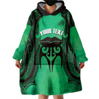 Personalised Moko Kauae New Zealand Wearable Blanket Hoodie Maori Chin Tattoo Green - Aussie Hoodie