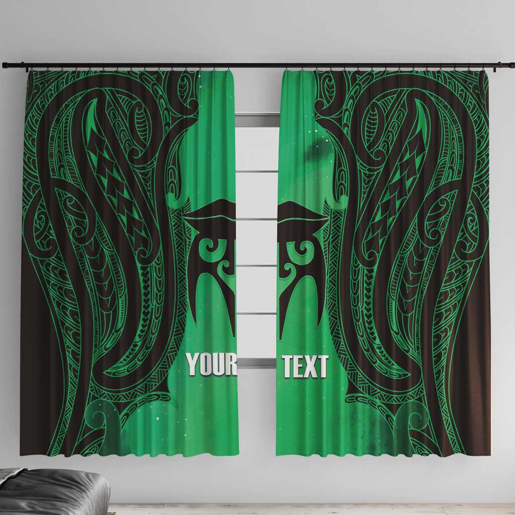 Personalised Moko Kauae New Zealand Window Curtain Maori Chin Tattoo Green - Aussie Hoodie