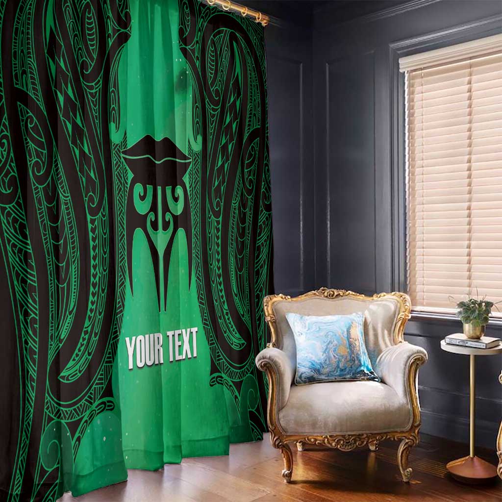Personalised Moko Kauae New Zealand Window Curtain Maori Chin Tattoo Green - Aussie Hoodie