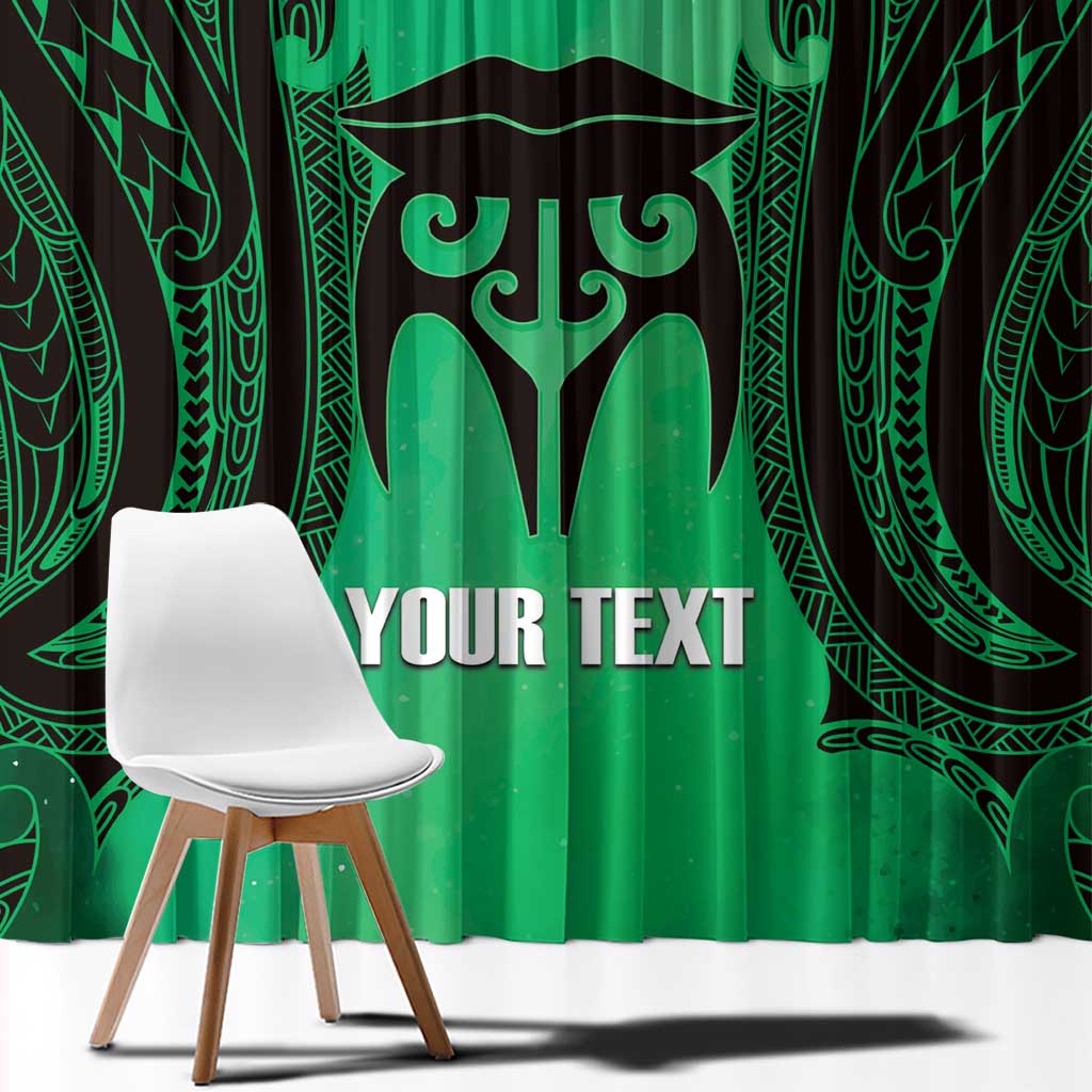 Personalised Moko Kauae New Zealand Window Curtain Maori Chin Tattoo Green - Aussie Hoodie