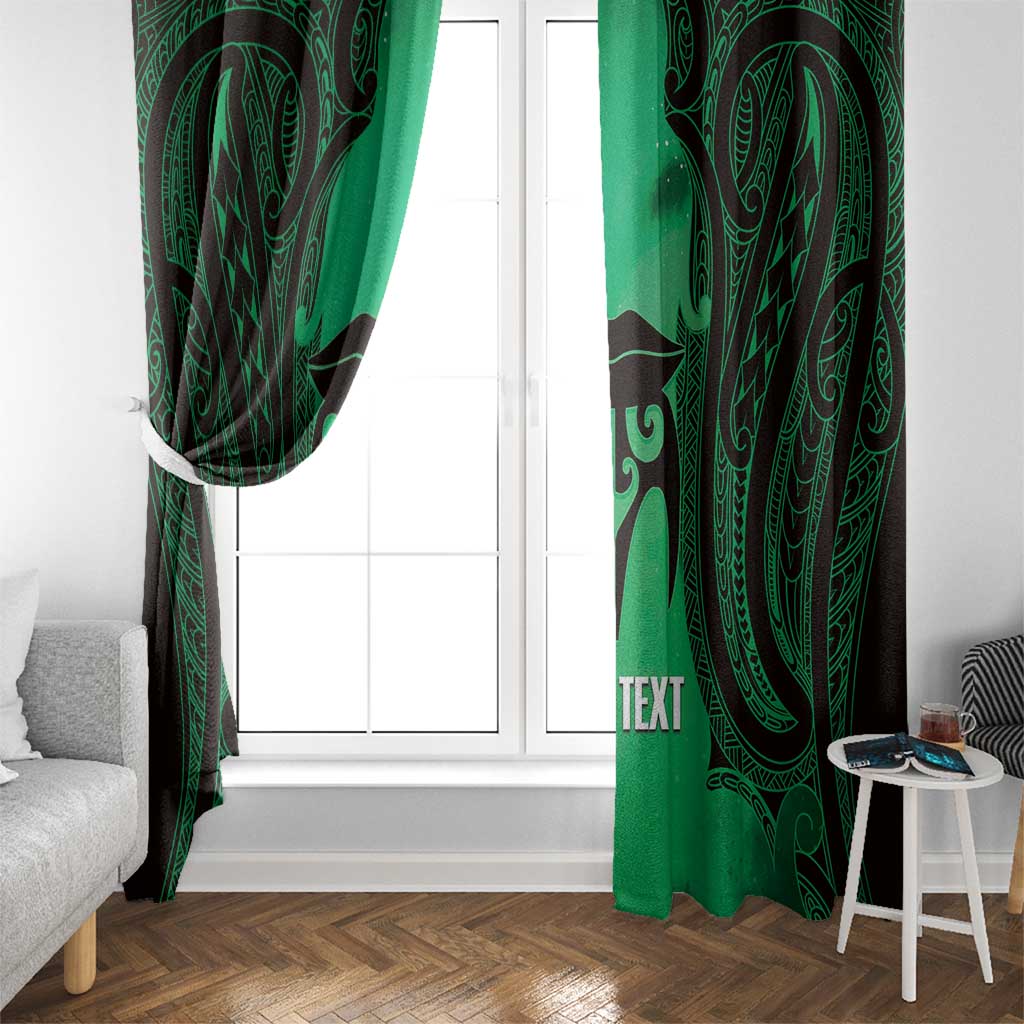 Personalised Moko Kauae New Zealand Window Curtain Maori Chin Tattoo Green - Aussie Hoodie
