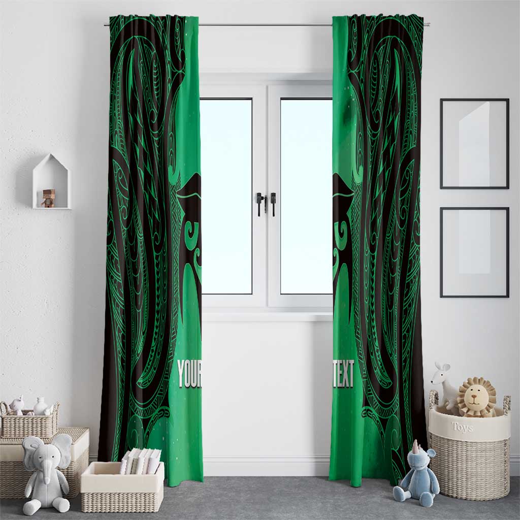 Personalised Moko Kauae New Zealand Window Curtain Maori Chin Tattoo Green - Aussie Hoodie