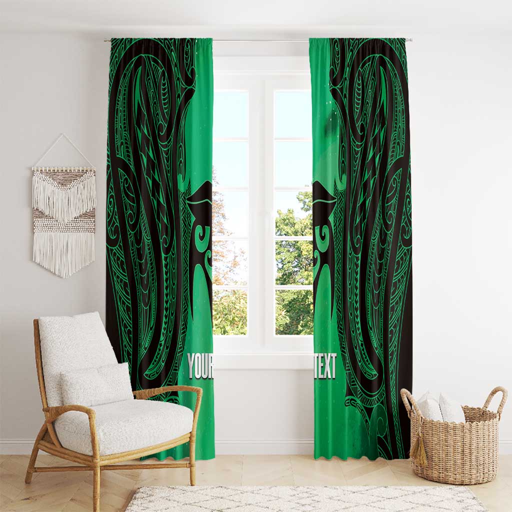Personalised Moko Kauae New Zealand Window Curtain Maori Chin Tattoo Green - Aussie Hoodie