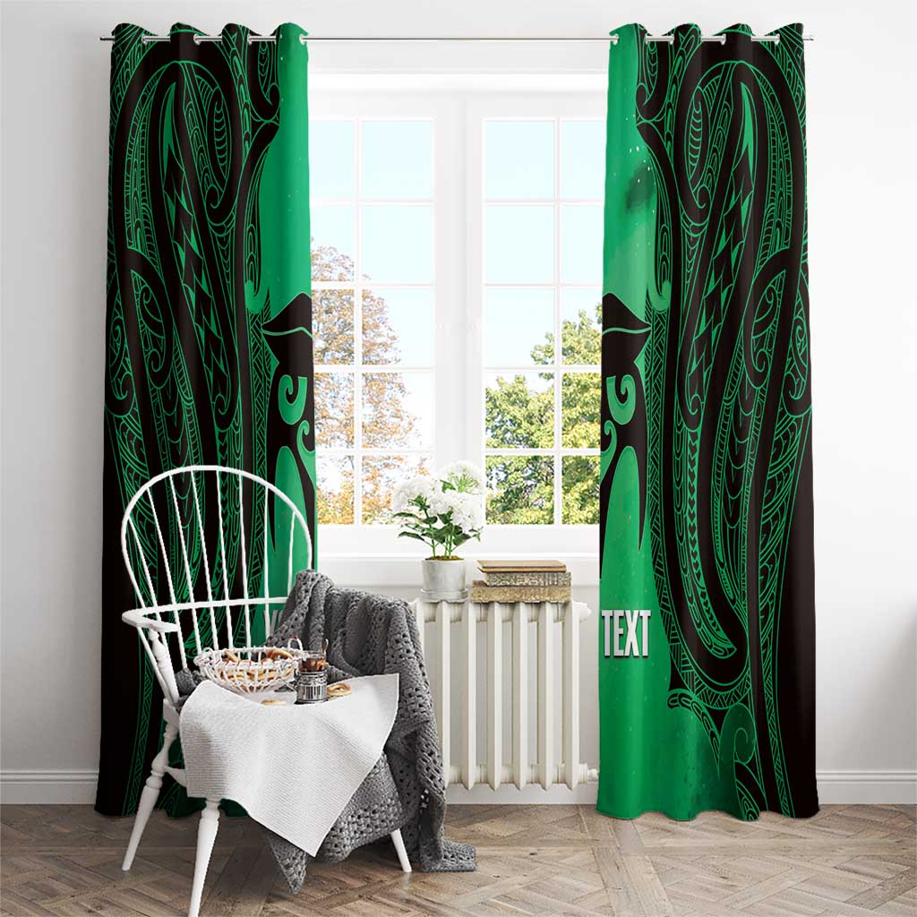 Personalised Moko Kauae New Zealand Window Curtain Maori Chin Tattoo Green - Aussie Hoodie