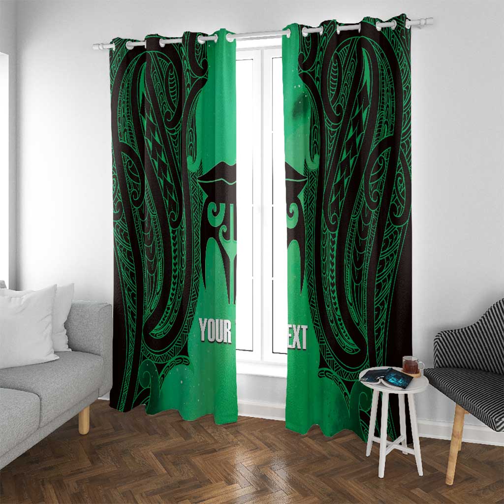 Personalised Moko Kauae New Zealand Window Curtain Maori Chin Tattoo Green - Aussie Hoodie