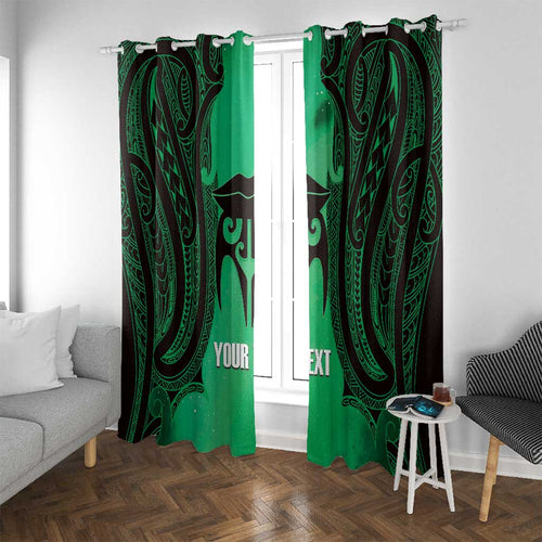 Personalised Moko Kauae New Zealand Window Curtain Maori Chin Tattoo Green - Aussie Hoodie