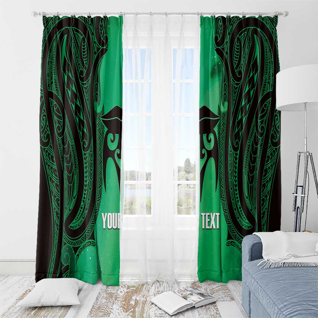Personalised Moko Kauae New Zealand Window Curtain Maori Chin Tattoo Green - Aussie Hoodie