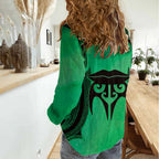 Personalised Moko Kauae New Zealand Women Casual Shirt Maori Chin Tattoo Green - Aussie Hoodie