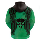 Personalised Moko Kauae New Zealand Zip Hoodie Maori Chin Tattoo Green - Aussie Hoodie
