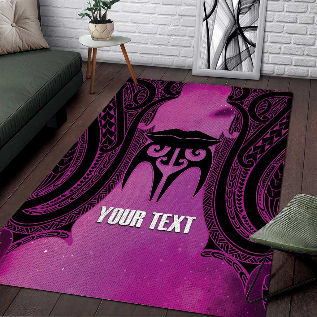Personalised Moko Kauae New Zealand Area Rug Maori Chin Tattoo Pink - Aussie Hoodie