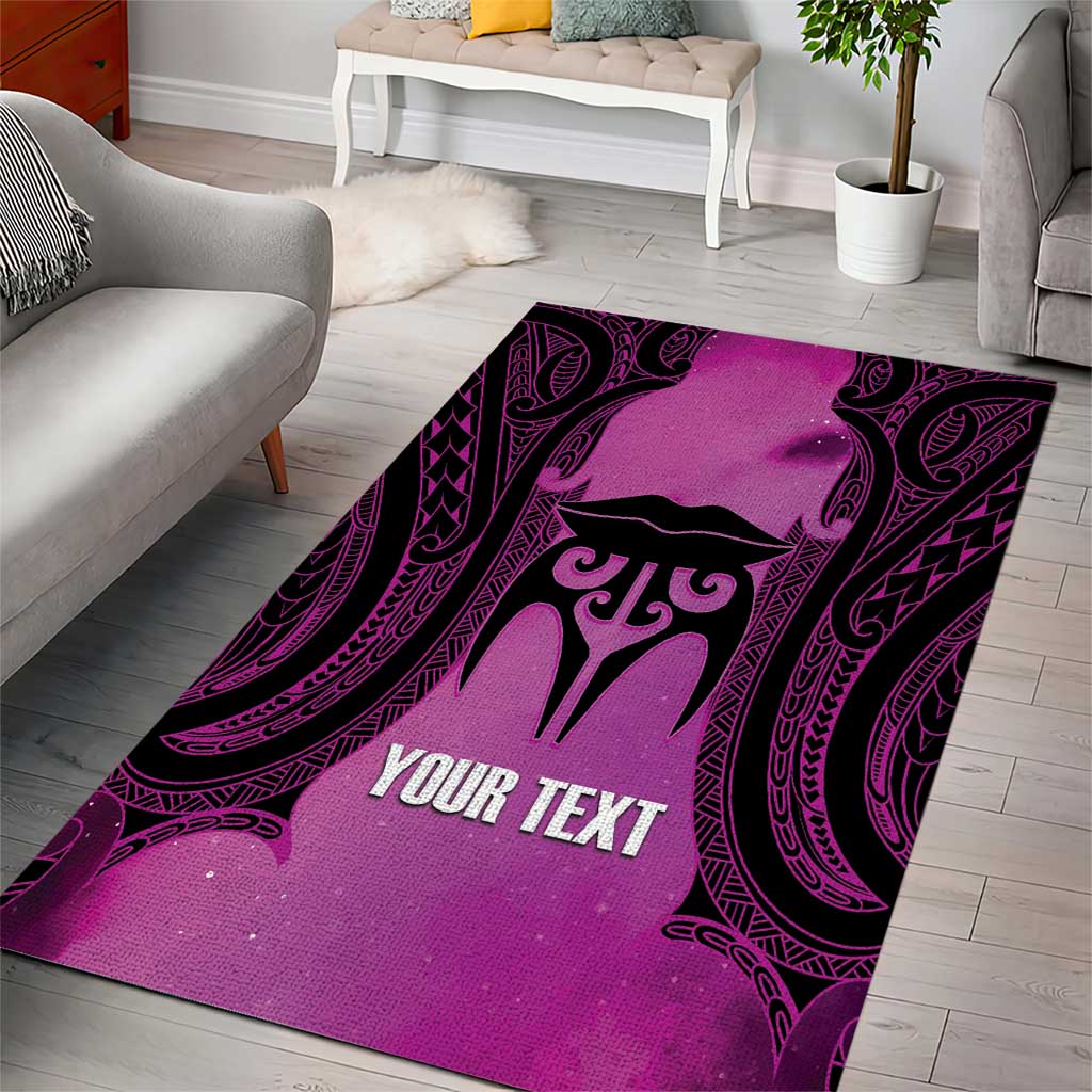 Personalised Moko Kauae New Zealand Area Rug Maori Chin Tattoo Pink - Aussie Hoodie