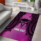 Personalised Moko Kauae New Zealand Area Rug Maori Chin Tattoo Pink - Aussie Hoodie