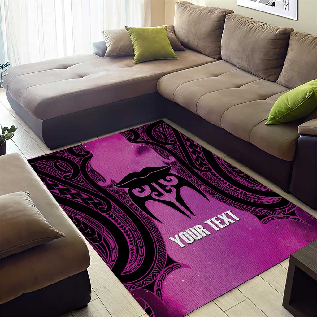 Personalised Moko Kauae New Zealand Area Rug Maori Chin Tattoo Pink - Aussie Hoodie