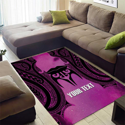 Personalised Moko Kauae New Zealand Area Rug Maori Chin Tattoo Pink - Aussie Hoodie