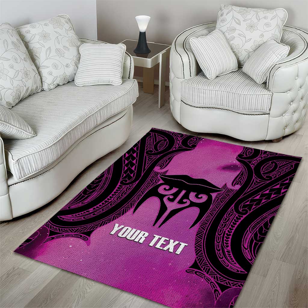 Personalised Moko Kauae New Zealand Area Rug Maori Chin Tattoo Pink - Aussie Hoodie