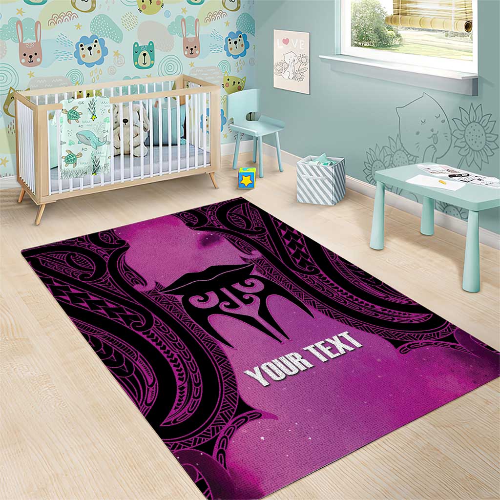 Personalised Moko Kauae New Zealand Area Rug Maori Chin Tattoo Pink - Aussie Hoodie
